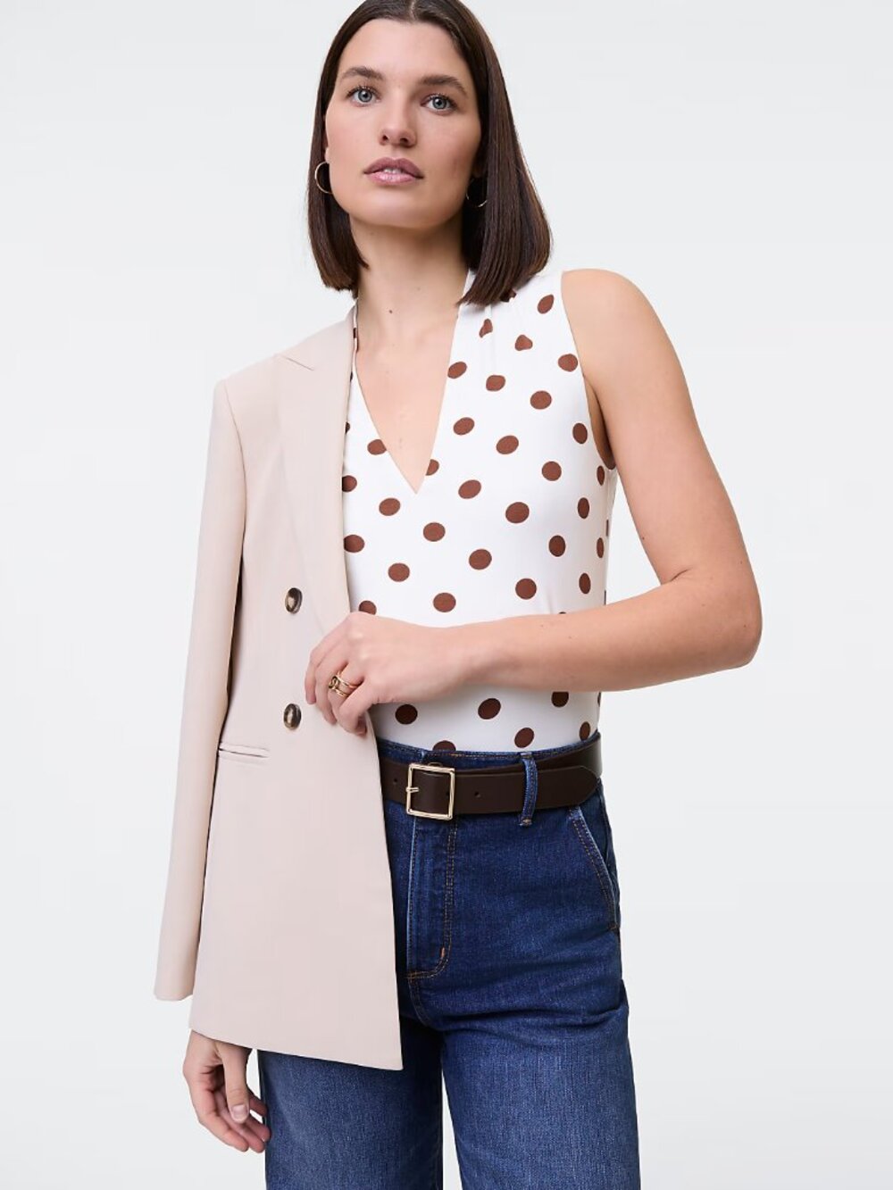 NWT Ann Taylor Dotted Sleeveless V-Neck Top Polka Dot Blouse Women's XS